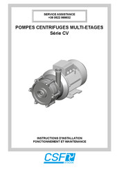 CSF Inox CV 13 Instructions D'installation, De Fonctionnement Et D'entretien