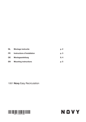 Novy Easy Recirculation 1861 Instructions D'installation