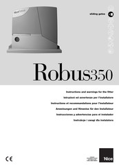 Nice Robus350 Instructions Et Recommandations Pour L'installateur