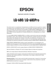 Epson LQ-680Pro Mode D'emploi