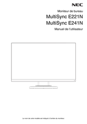 NEC MultiSync E221N Manuel De L'utilisateur