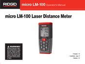 RIDGID micro LM-100 Manuel De L'opérateur