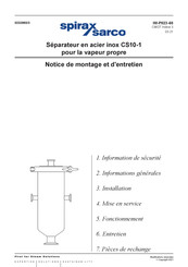 Spirax Sarco CS10-1 Notice De Montage Et D'entretien