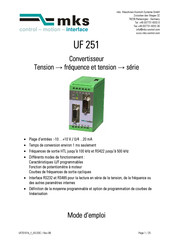 MKS UF25101b/KK/HK Mode D'emploi