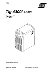 ESAB ORIGO TIG 4300i ac/dc Manuel D'instructions