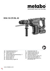 Metabo KHA 18 LTX BL 40 Notice Originale