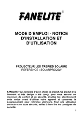 Fanelite SOLARPRO25W Mode D'emploi Et D'installation