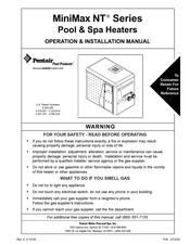 Pentair Pool Products MiniMax NT 400 Guide D'installation Et De Fonctionnement