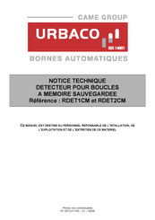 Urbaco RDET2CM Notice Technique