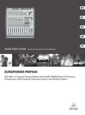 Behringer EUROPOWER PMP500 Guide Rapide