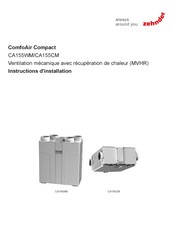 Zehnder CA155WM Instructions D'installation