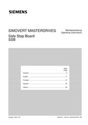 Siemens SIMOVERT MASTERDRIVES Safe Stop Board Mode D'emploi