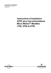 Emerson Micro Motion 2750 Instructions D'installation