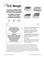 U.S. Range UTGG72-GT72M Instructions D'installation Et D'utilisation