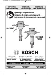 Bosch BH2770VC TURBO Consignes De Fonctionnement/Sécurité