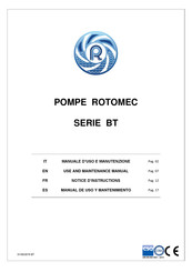 POMPE ROTOMEC BT Serie Notice D'instructions