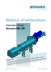 Borger Bioselect RC 30 HP Notice D'utilisation