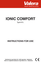 VALERA IONIC COMFORT 613.01 Instructions Pour L'utilisation