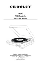 Crosley T400A Manuel D'instructions