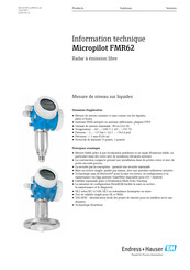 Endress+Hauser Micropilot FMR62 Information Technique