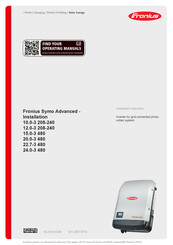 Fronius Symo Advanced Instructions D'installation