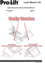 Pro-Lift T-5305 Manuel Des Consignes D'utilisation Et Des Pièces