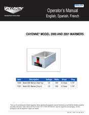 Vollrath CAYENNE 2001 Manuel D'utilisation