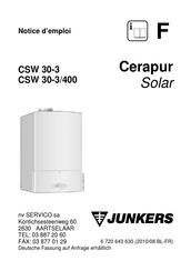 Junkers Cerapur Solar CSW 30-3/400 Notice D'emploi