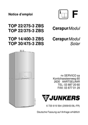 Junkers CerapurModul TOP 22/275-3 ZBS Notice D'emploi