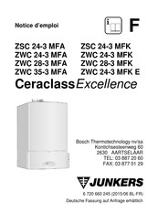 Junkers CeraclassExcellence ZWC 24-3 MFA Notice D'emploi