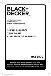 Black & Decker BCSS820C1 Traduction De La Notice D'instructions Originale