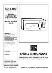 Sears Kenmore ELITE 85073 Manuel D'utilisation Et D'entretien