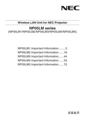NEC NP05LM4 Information Importante Pour L'utilisateur