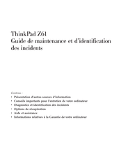 Lenovo ThinkPad Z61 Guide De Maintenance
