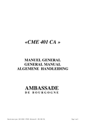 Ambassade de Bourgogne CME 401 CA Manuel General