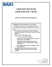 Baxi LUNA DUO-TEC 60 GA Manuel De L'utilisateur