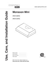 Zephyr Essentials Monsoon Mini AK9128AS Guide D'utilisation, D'entretien Et D'installation