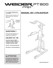 Weider PRO PT 800 Manuel De L'utilisateur