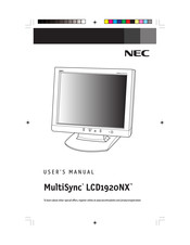 NEC MultiSync LCD1920NX-R Mode D'emploi