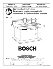 Bosch RA1171 Consignes De Fonctionnement/Sécurité