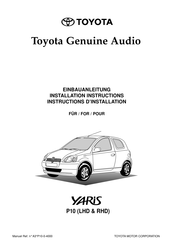 Toyota Genuine Audio Instructions D'installation