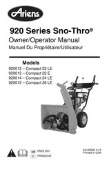 Ariens Sno-Thro 920013-Compact 22 E Manuel Du Propriétaire/Utilisateur