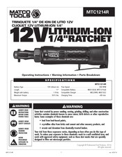 Matco Tools MTC1214R Instructions De Fonctionnement