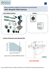 Habitat Automatisme NICE WingoKit 4024 Solemyo Notice D'installation