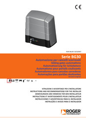 Roger Technology BG30 Série Instructions Et Avertissements Pour L'installateur