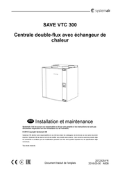 SystemAir SAVE VTC 300 Installation Et Maintenance