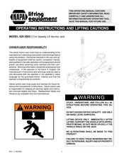 Napa lifting equipment 520-3003 Manuel De Fonctionnement