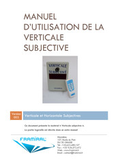 FRAMIRAL VERTICALE SUBJECTIVE Manuel D'utilisation