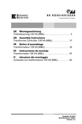 Phoenix Mecano RK ROSE+KRIEGER Transformateur 120 VA MBL Notice D'assemblage