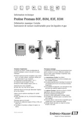 Endress+Hauser Proline Promass 84M Information Technique